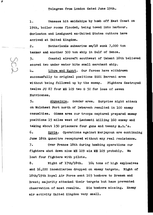 [a321s02.jpg] - Telegram from London on military situation 6/19/41