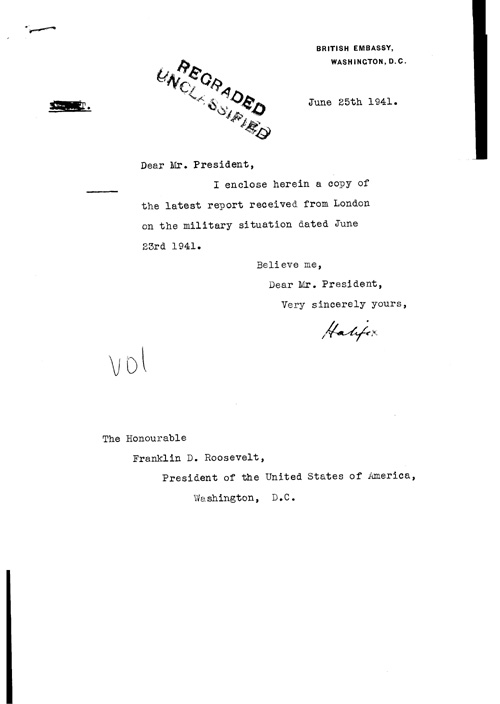 [a321v01.jpg] - Cover letter; Halifax-->FDR 6/25/41
