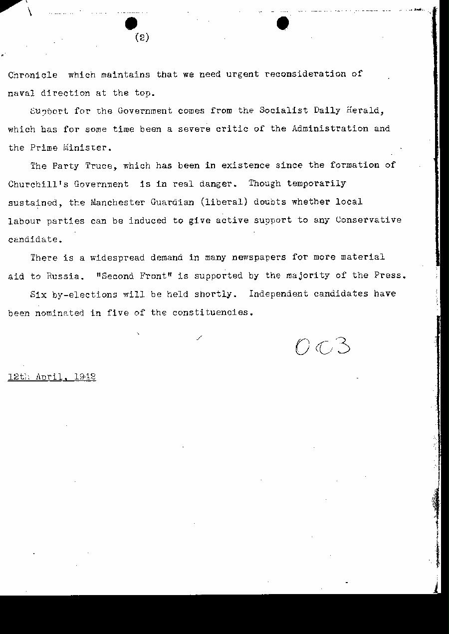 [a327o03.jpg] - Note from Lord Beaverbrook to FDR 4/12/42.