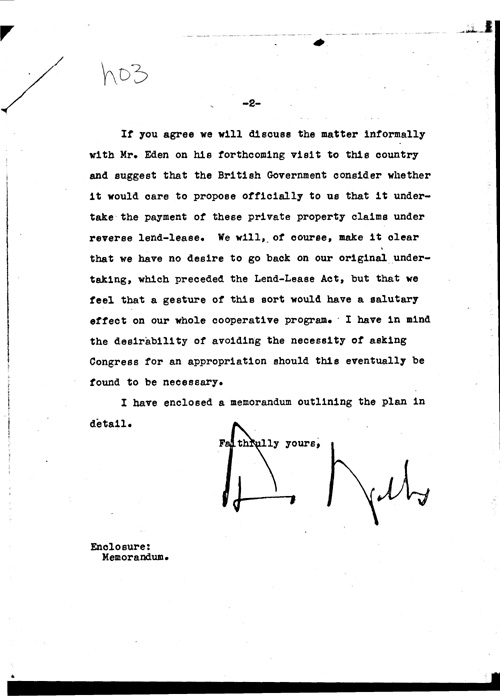[a330h03.jpg] - Memo; FDR-->Under Secretary of State 3/12/43