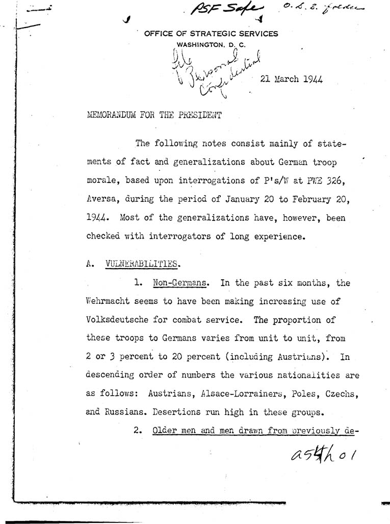 [a54h01.jpg] - Donovan-->The President-March 21, 1944