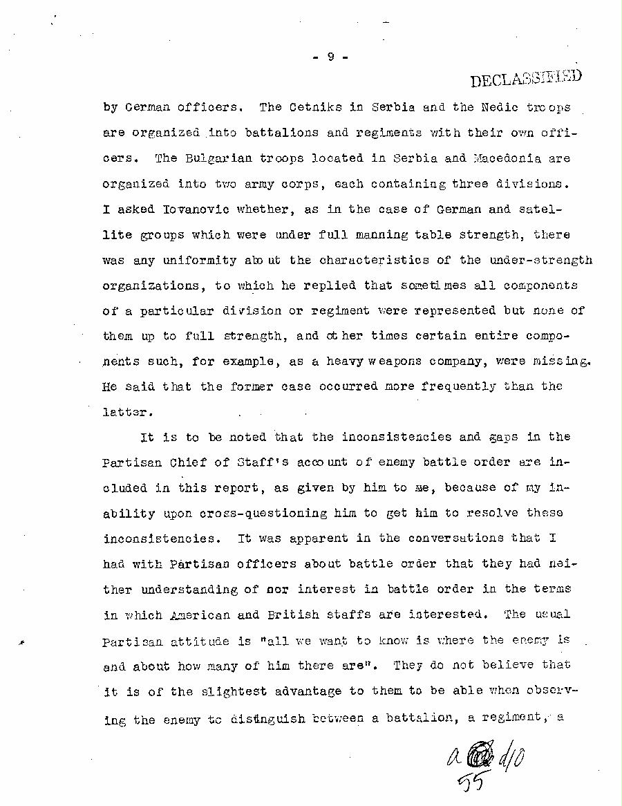 [a55d10.jpg] - Report of Major Weil on this Experience with the Partisans in Jugoslavia