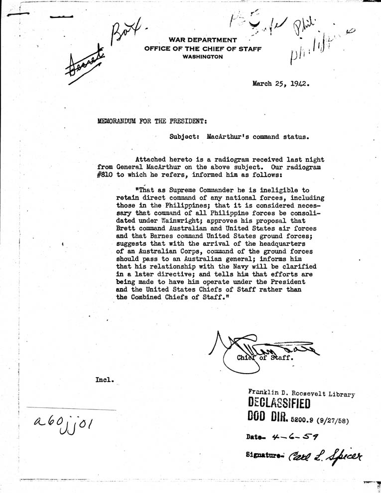 [a60jj01.jpg] - Marshall to FDR 3/25/42