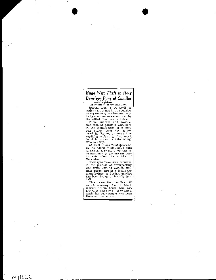 [a471l02.jpg] - newspaper art. on theft in Italy 12/2/44