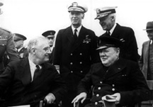Photograph of Winston Churchill and Franklin Roosevelt at
the "First Summit" - Argentia Bay Newfoundland August, 1941