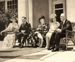 Photo of ER, King George VI, Sara Roosevelt, Queen Elizabeth, FDR
sitting on the porch in front of Springwood.