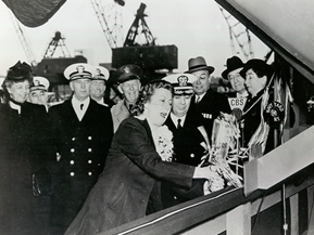 Photo of the christening of the USS Franklin Roosevelt