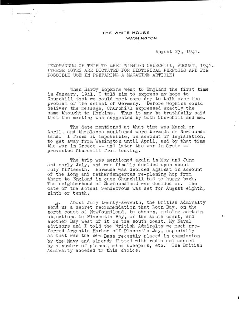 [a07v01.jpg] - Memorandum of trip to meet Churchill 8/23/41