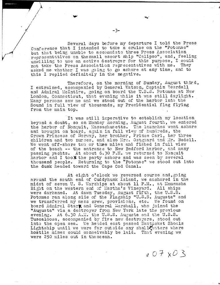 [a07x03.jpg] - Memorandum of trip to meet Winston Churchill 8/23/41