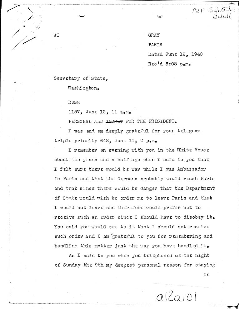 [a12ai01.jpg] - FDR to Bullitt 6/12/40