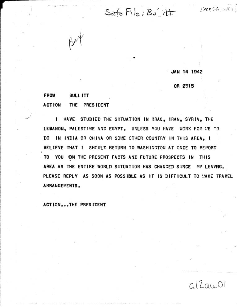 [a12au01.jpg] - FDR to Bullitt 1/14/42