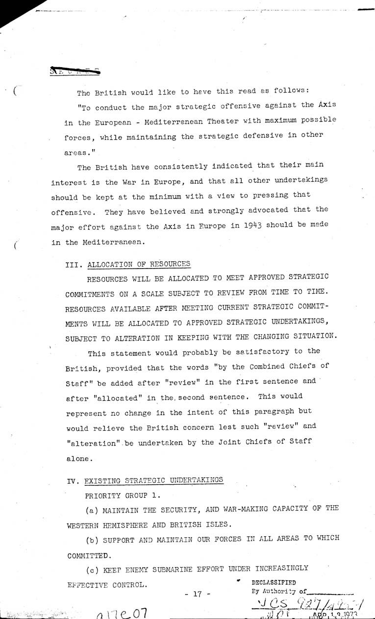 [a17e07.jpg] - Current British Policy and Strategy in Relationship to U.S. 5/8/43