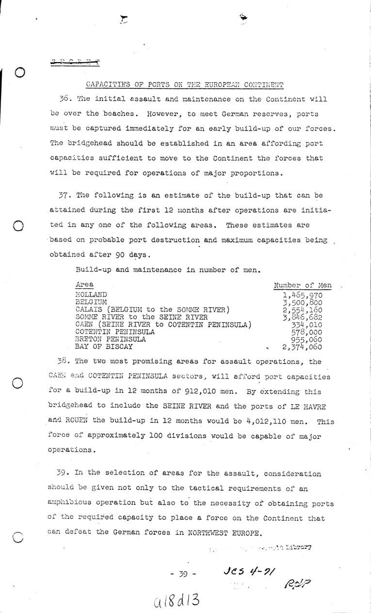 [a18d13.jpg] - Joint Chiefs of Staff, Invasion of the European Continent From The United Kingdom in 1943-1944 (J.C.S. 291/1) May 8, 1943