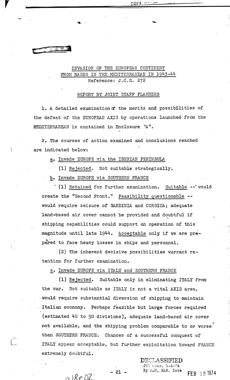 [a18e02.jpg] - Joint Chiefs of Staff, Invasion of the European Continent from the United Kingdom in 1943-1944 (J.C.S. 288/1) May 8, 1943