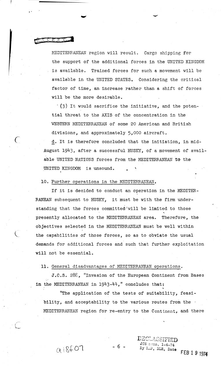 [a18f07.jpg] - Joint Chiefs of Staff, Lomited Operations in the Mediterrean in 1943-44 (J.C.S 293) May 7, 1943