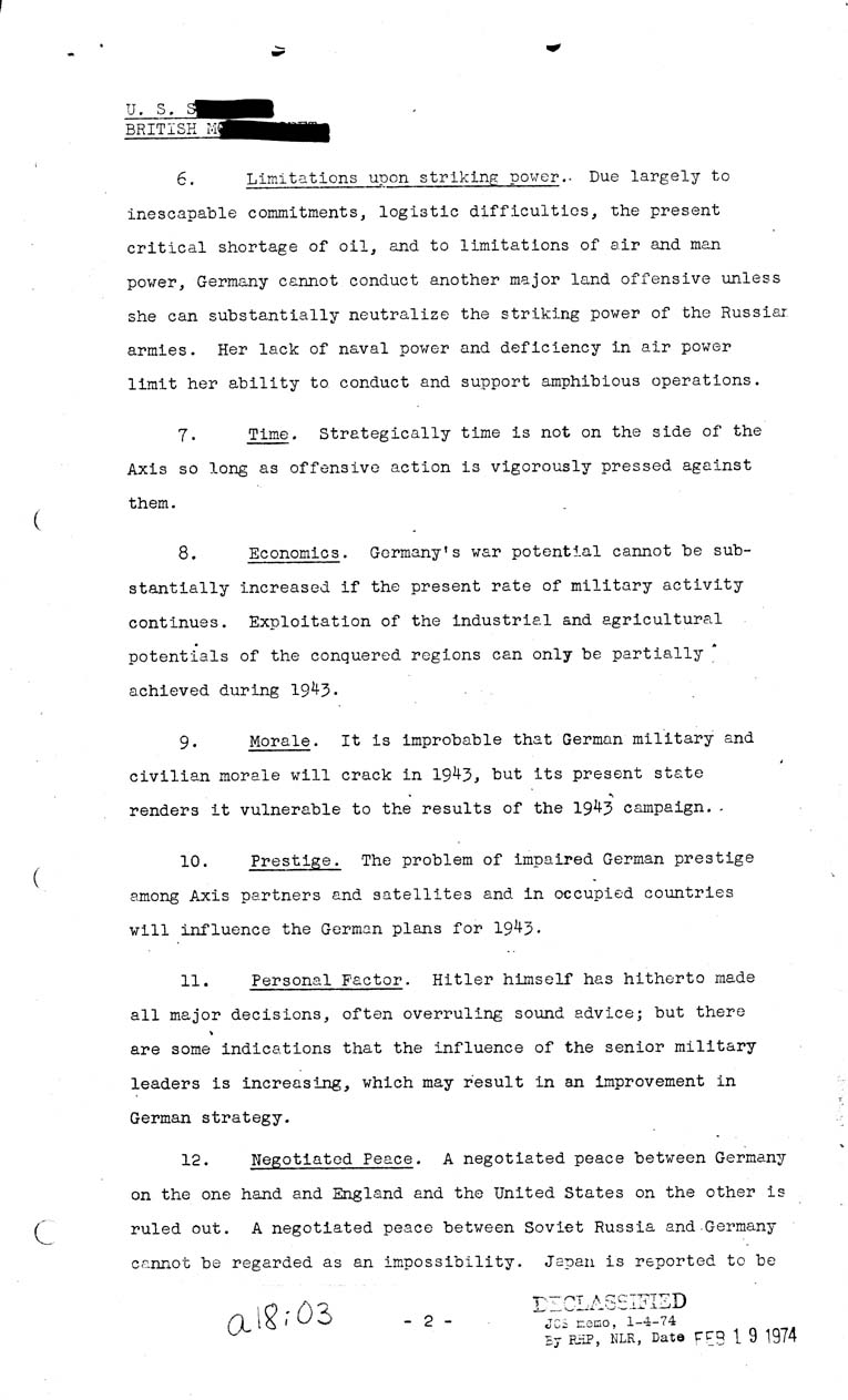 [a18i03.jpg] - Combined Intelligence Committee, German Strategy in 1943. April 8, 1943 (C.I.C 16/1)