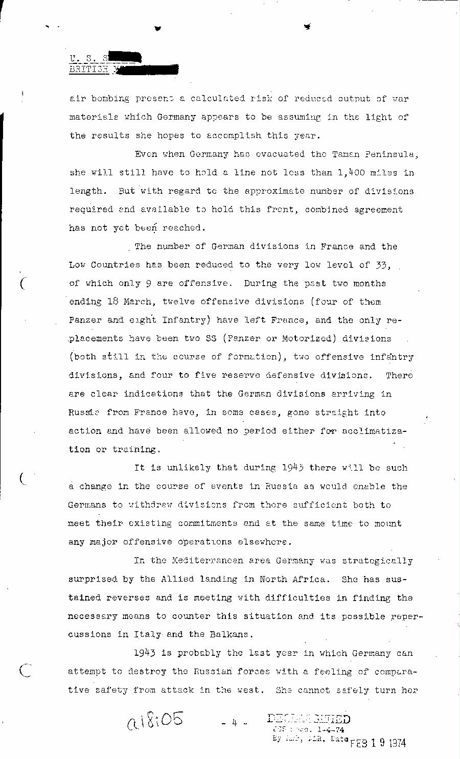 [a18i05.jpg] - Combined Intelligence Committee, German Strategy in 1943. April 8, 1943 (C.I.C 16/1)