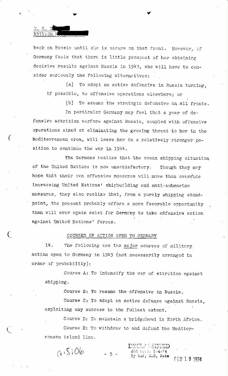 [a18i06.jpg] - Combined Intelligence Committee, German Strategy in 1943. April 8, 1943 (C.I.C 16/1)