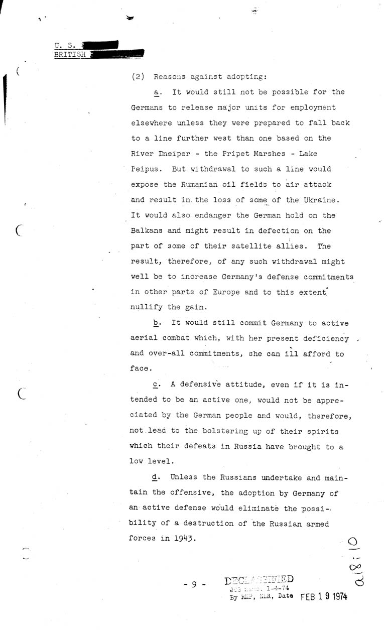 [a18i10.jpg] - Combined Intelligence Committee, German Strategy in 1943. April 8, 1943 (C.I.C 16/1)