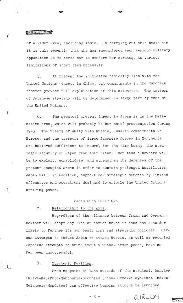 [a18l04.jpg] - Joint Intelligence Committee, Japanese Strategy, 1943-March 5, 1943 (J.I.C 80/1)