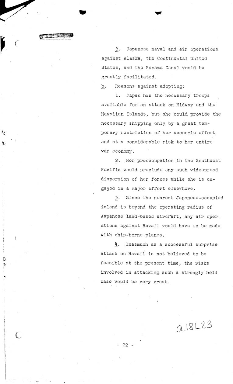 [a18l23.jpg] - Joint Intelligence Committee, Japanese Strategy, 1943-March 5, 1943 (J.I.C 80/1)