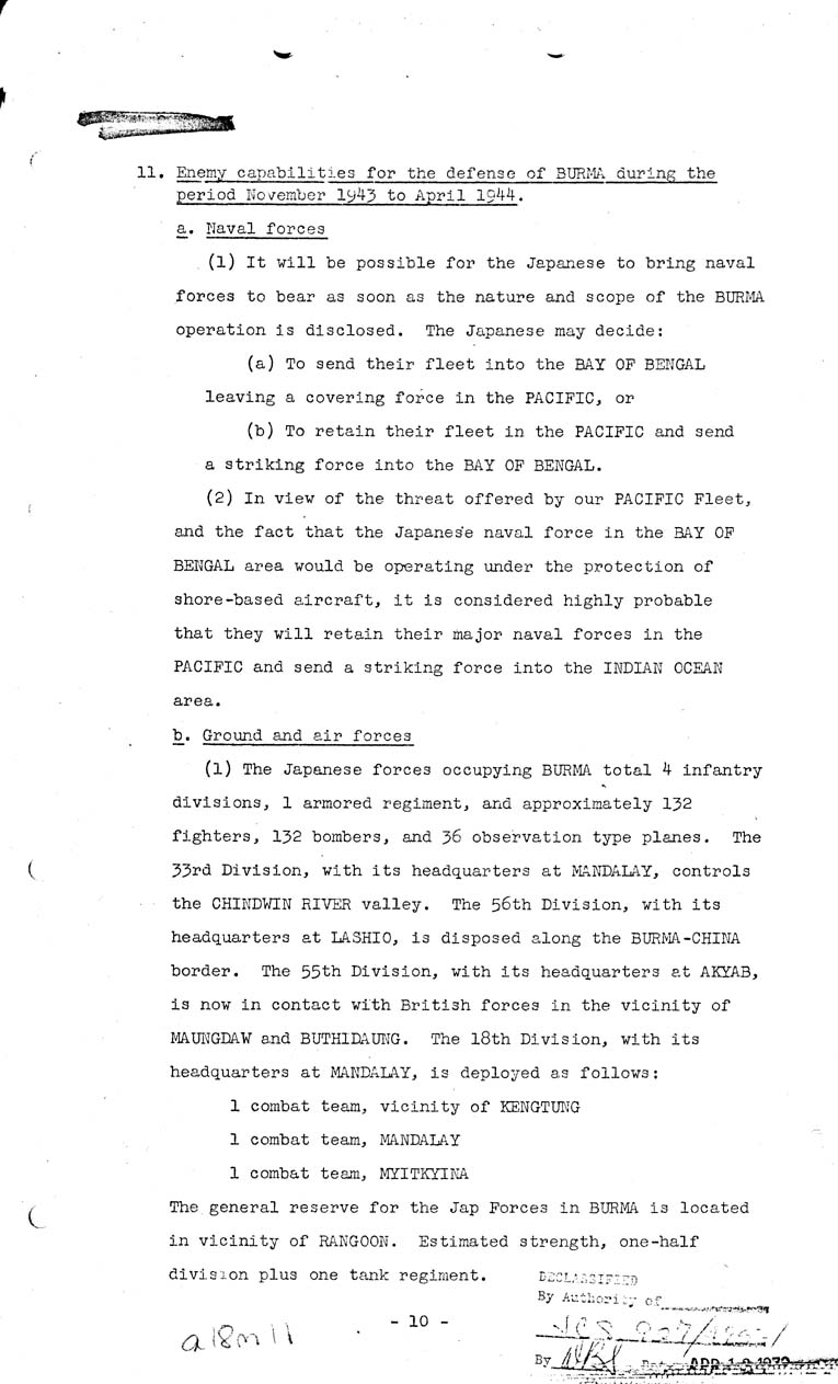 [a18m11.jpg] - Joint Chiefs of Staff, Operations in Burma 1943-1944, May 10, 1943 (J.C.S. 297)