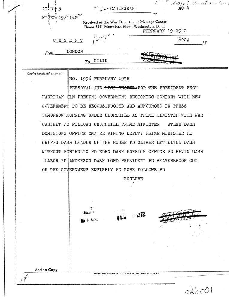 [a26r01.jpg] - McClure to FDR      2/19/42