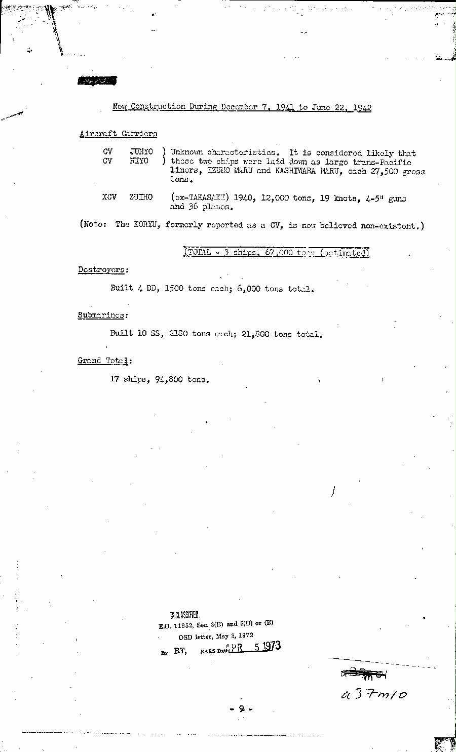 [a37m10.jpg] - Memorandum-John L. McCrea-->President-July 1, 1942