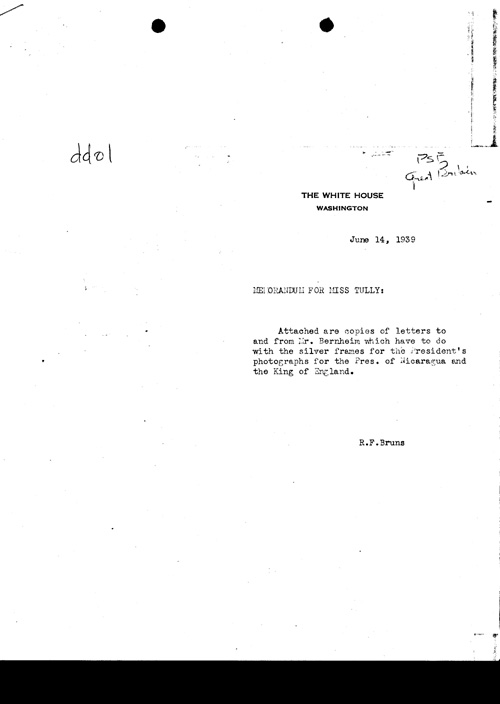 [a304dd01.jpg] - Bruns memo for Miss Tully 6/14/39