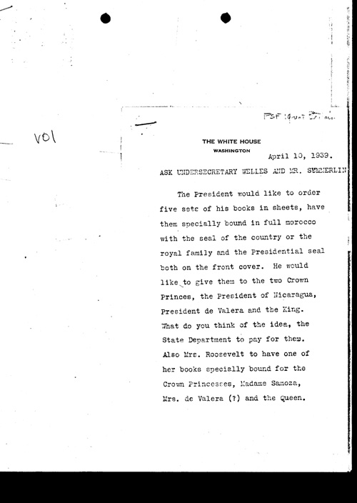 [a304v01.jpg] - Memo for Welles and Summerlin 4/10/39