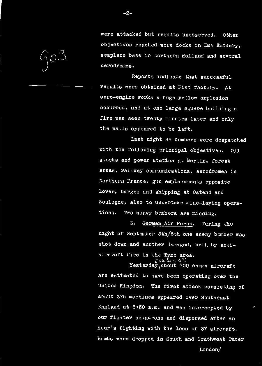 [a310g03.jpg] - Telegram dispatched from London re:military situation. 9/8/40 - Page 2
