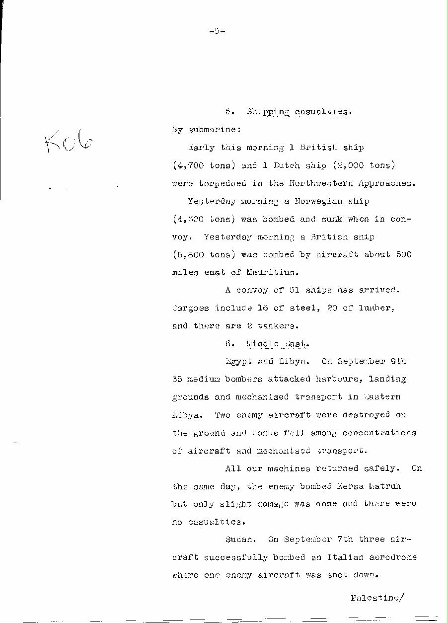 [a310k06.jpg] - Telegram dispatched from London re:military situation. 9/11/40 - Page 5