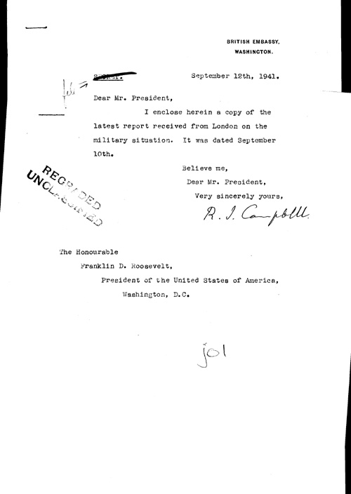 [a323j01.jpg] - Cover letter; Campbell-->FDR 9/12/41