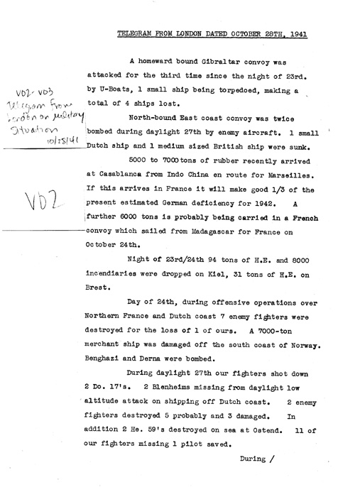 [a324v02.jpg] - Telegram from London on military situation 10/28/41