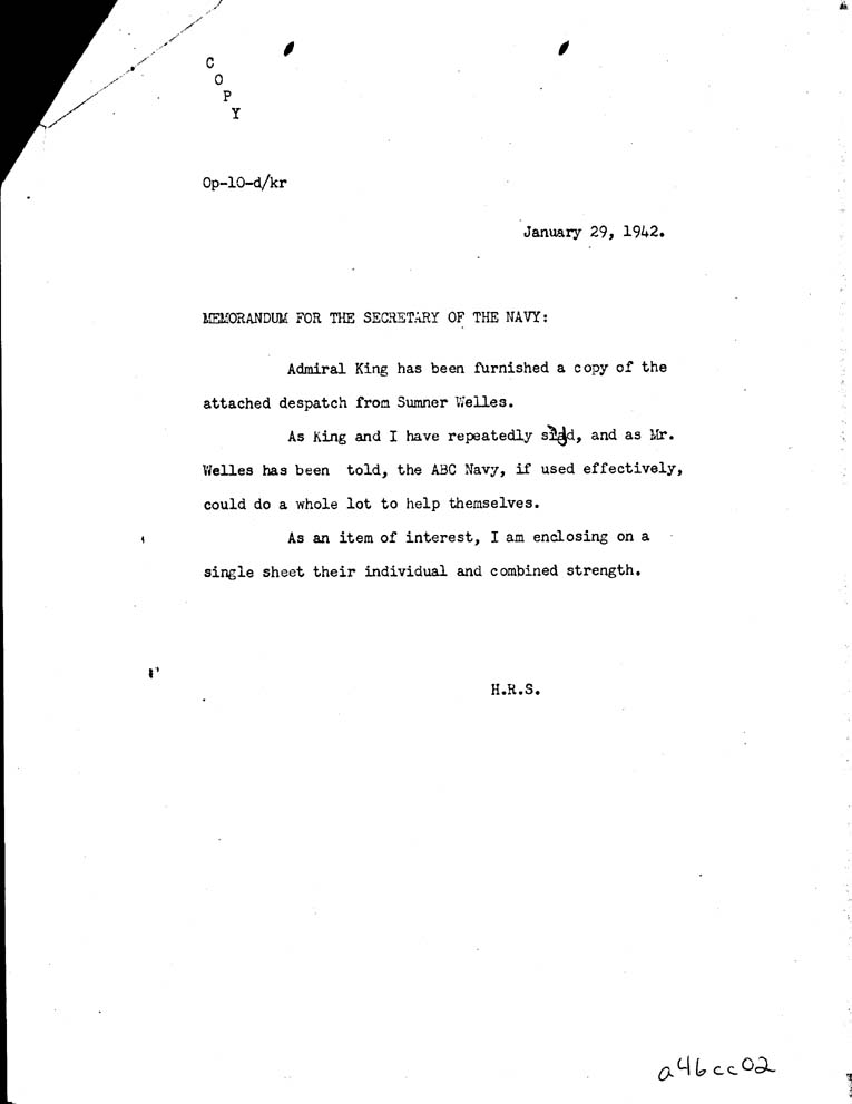 [a46cc02.jpg] - H.R.S.-->Seccretary of Navy-1/29/42