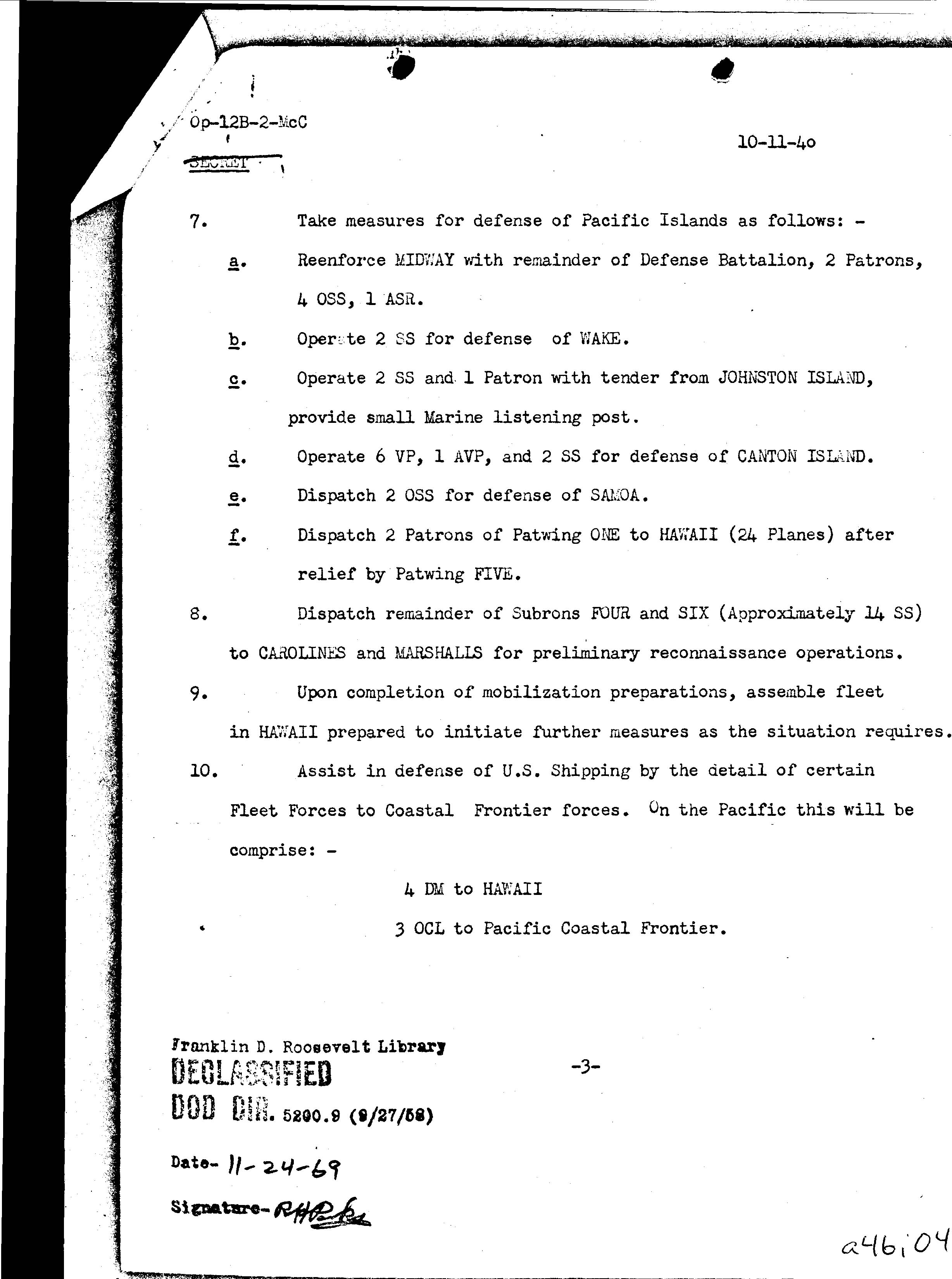 [a46i04.jpg] - US FLEET DISPOSITIONS AND OPERATIONS- OCTOBER 11- 1940 PAGE- 4