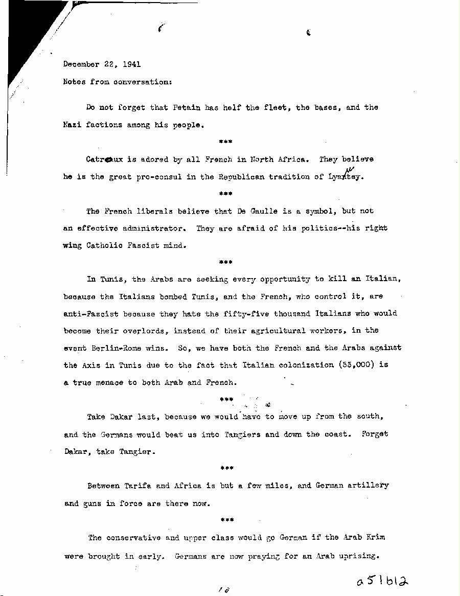 [a51b12.jpg] - Memorandum, G.C. Marshall-->President-Jan 9, 1942