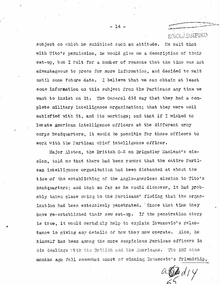 [a55d14.jpg] - Report of Major Weil on this Experience with the Partisans in Jugoslavia