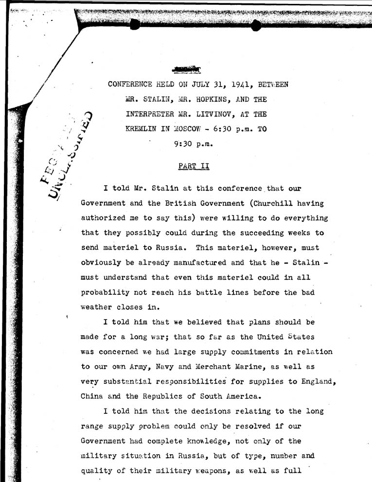 [a61m14.jpg] - Conference between M. Stalin and Harry Hopkins 7/31/41