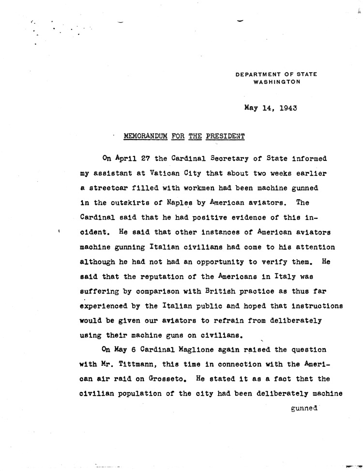 [a468g06.jpg] - Memorandum: Myron Taylor --> FDR 5/14/43