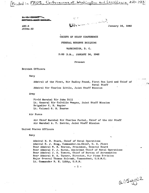 [a05ff01.jpg] - Washington War Conference, Post-Arcadia Collaboration-January 8, 1942