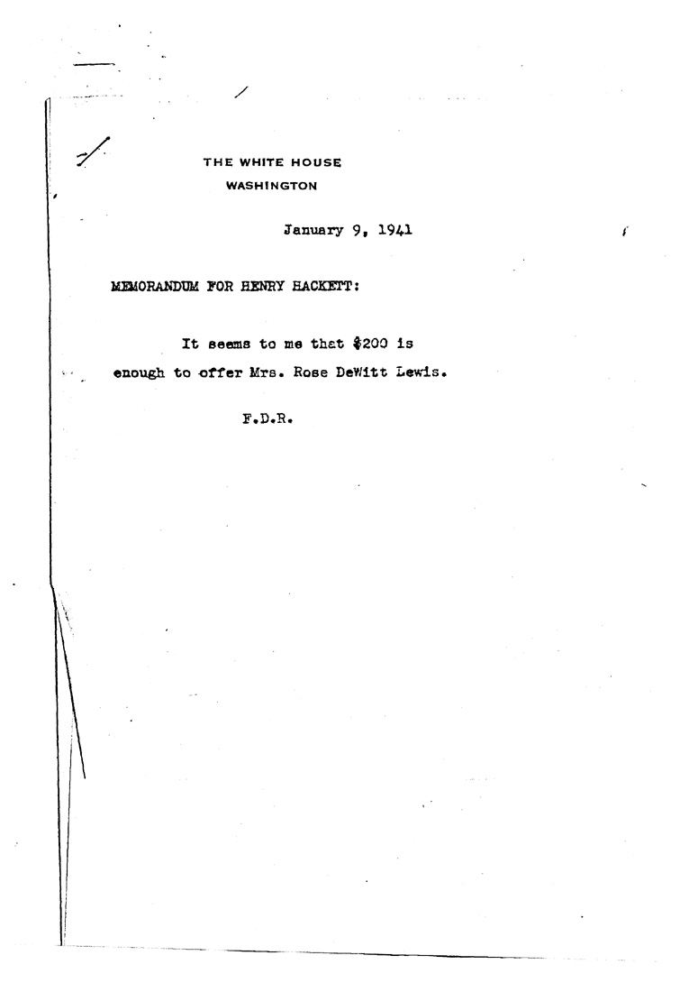 [a909cx01.jpg] - Memo to Hackett from FDR January 9, 1941