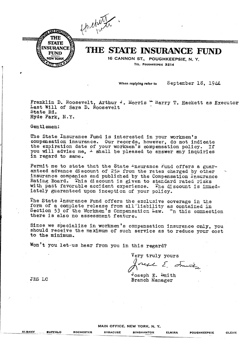 [a909ef01.jpg] - Letter to Executors of SaraRoosevelt