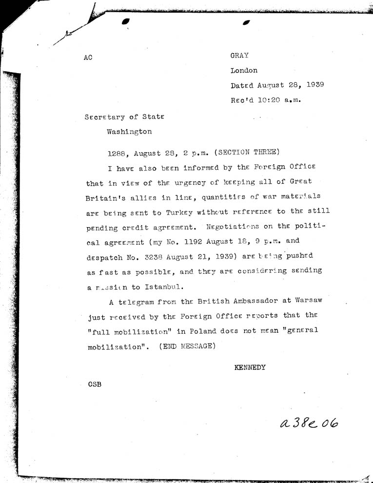 [a38e06.jpg] - Kennedy-->Secretary of State-Aug 28, 1939-10:20-11:50a.m.