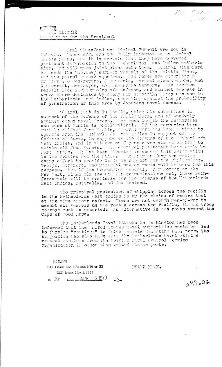 [a49o02.jpg] - Frank Knox-->The President-Dec 20, 1941