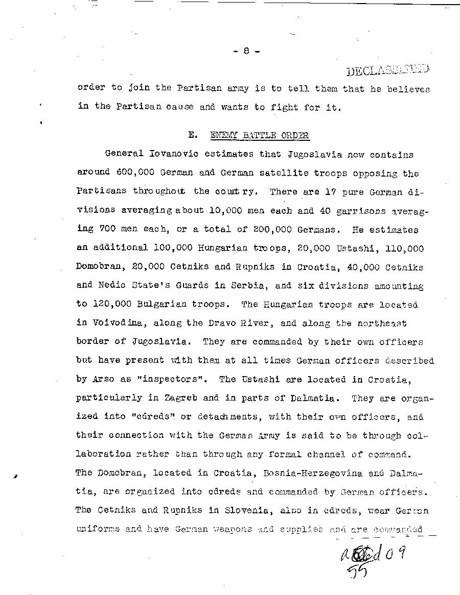 [a55d09.jpg] - Report of Major Weil on this Experience with the Partisans in Jugoslavia