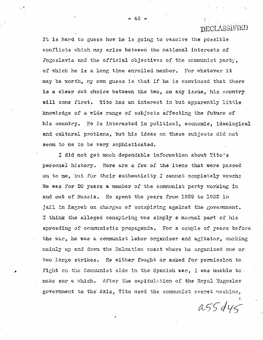 [a55d45.jpg] - Report of Major Weil on this Experience with the Partisans in Jugoslavia