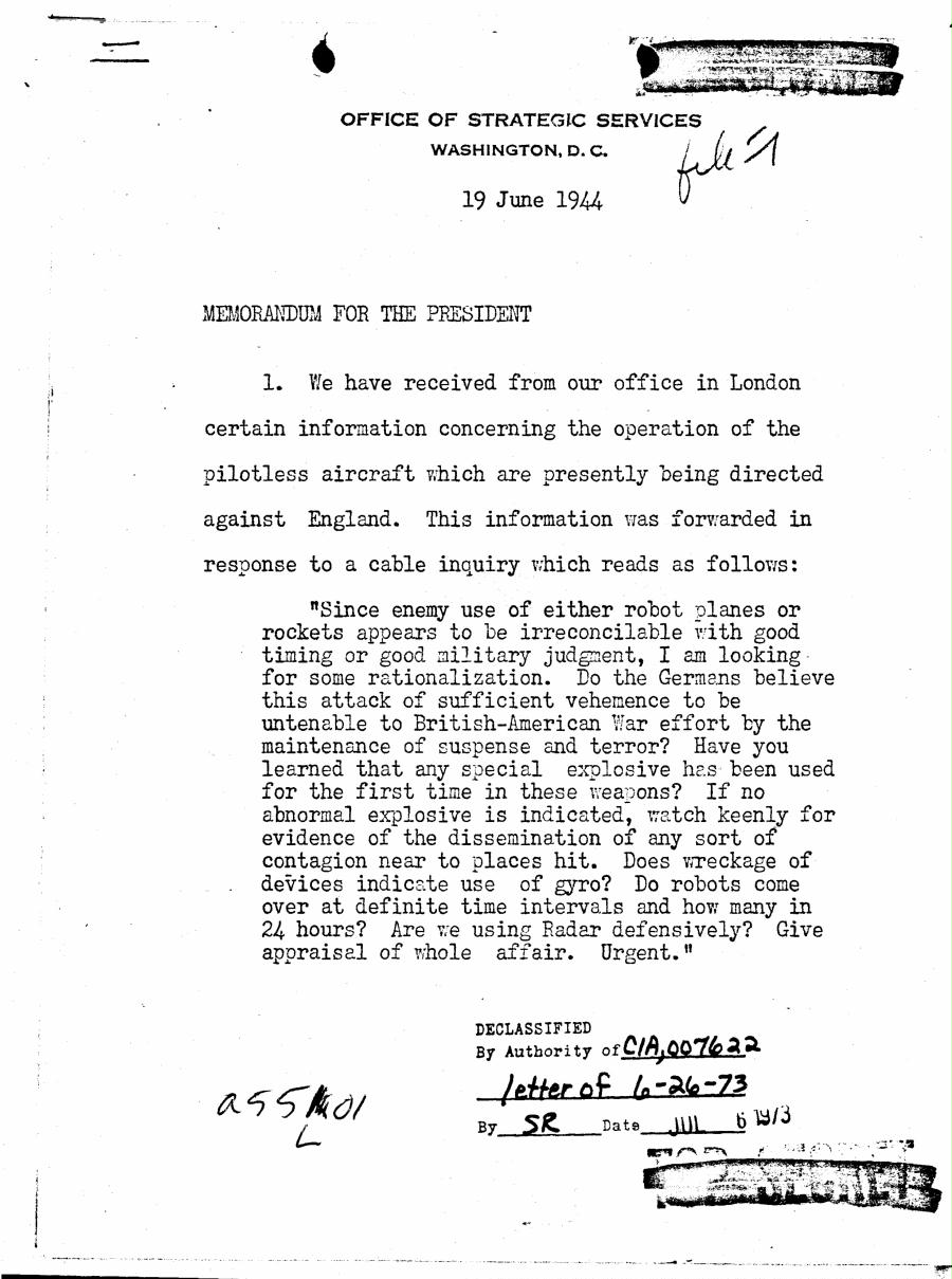 [a55l01.jpg] - Donovan --> FDR - June 19, 1944
