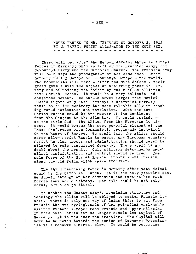 [a467as01.jpg] - Notes Handed to Mr. Tittiman on October 2, 1942 by M. Papee