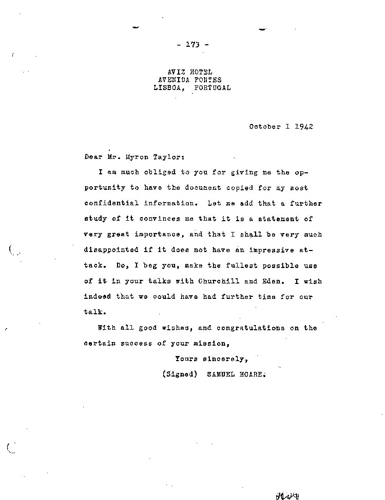 [a467br01.jpg] - Samuel Hoare-->Taylor 10/1/42